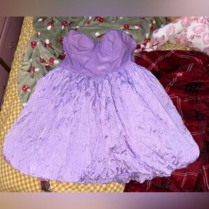 Fashion Nova Strapless Lavender Bubble Dress